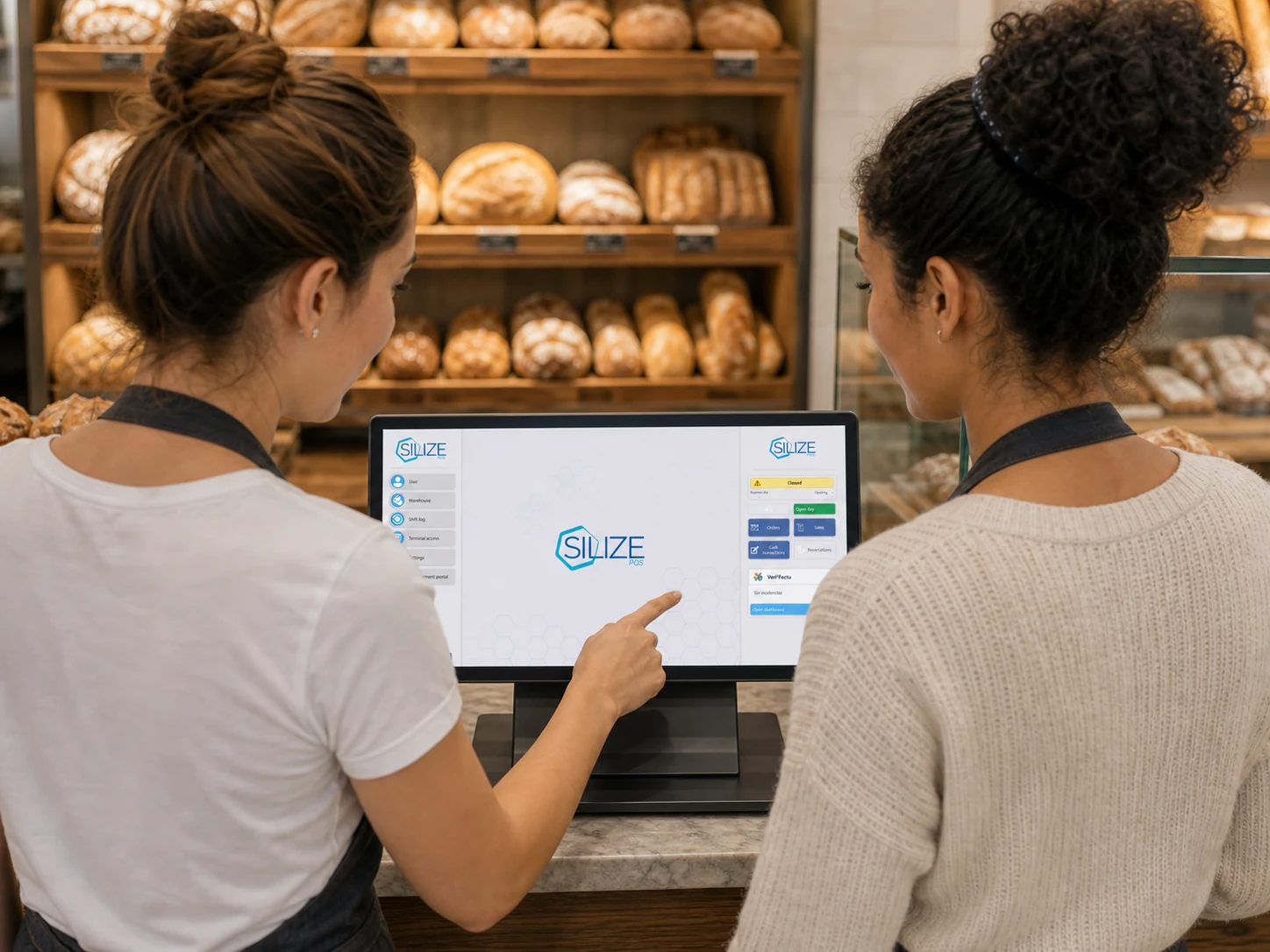 Dos profesionales aprendiendo a utilizar Silize POS