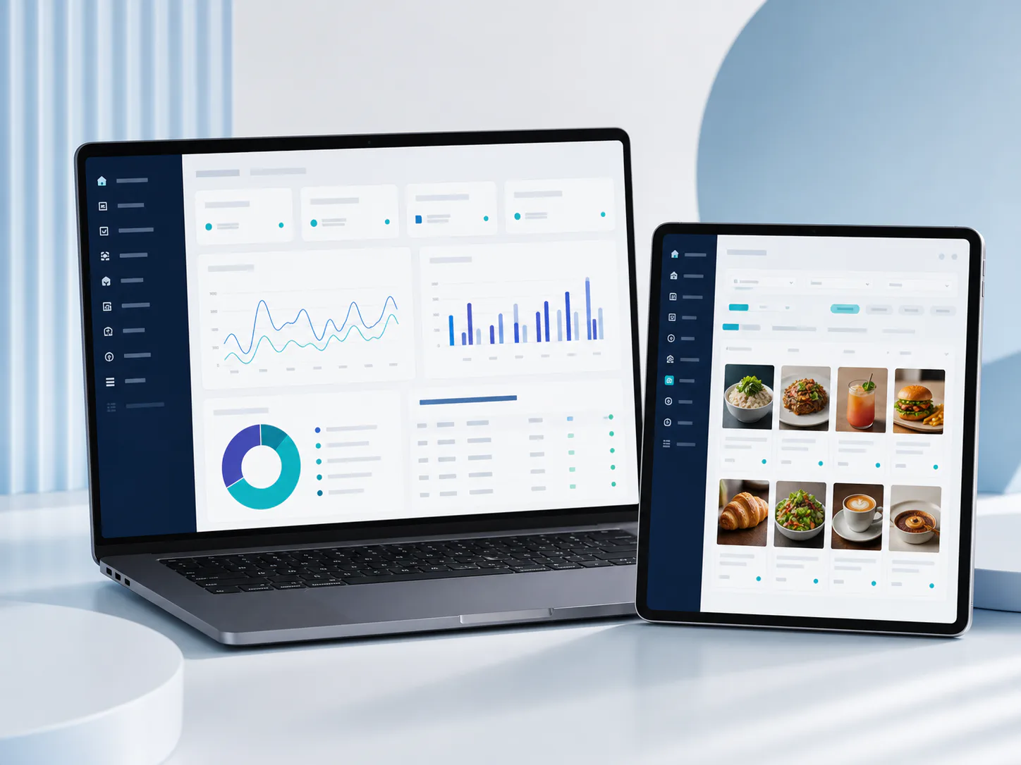 Portal mostrando informes y gestión de productos